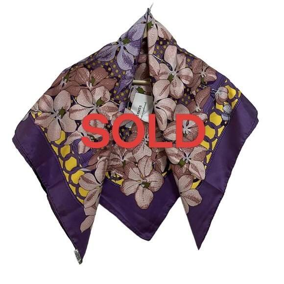 HERMES Carre 90 - Purple Light Purple Multi Scarf 196-072525 - Picture 1 of 6